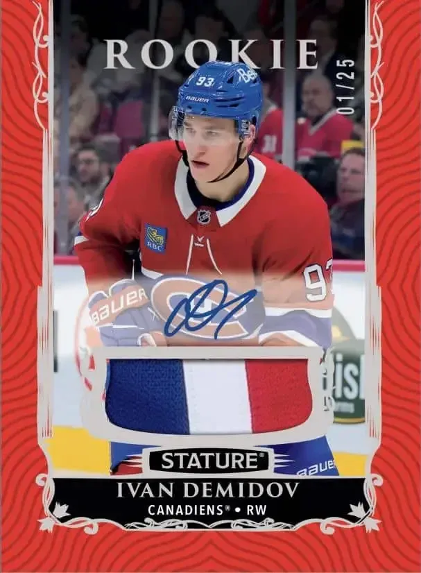 The border of Demidov's Red Patch Auto parallel is a perfect color match to his Canadiens jersey.