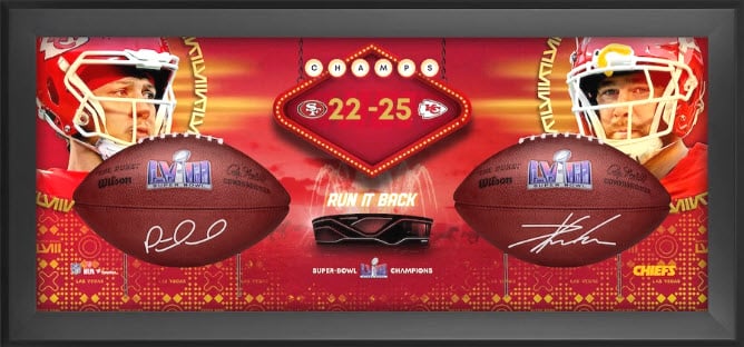 Celebrate the Chiefs' Super Bowl LVIII Victory with Exclusive Mahomes and Kelce Signed Memorabilia