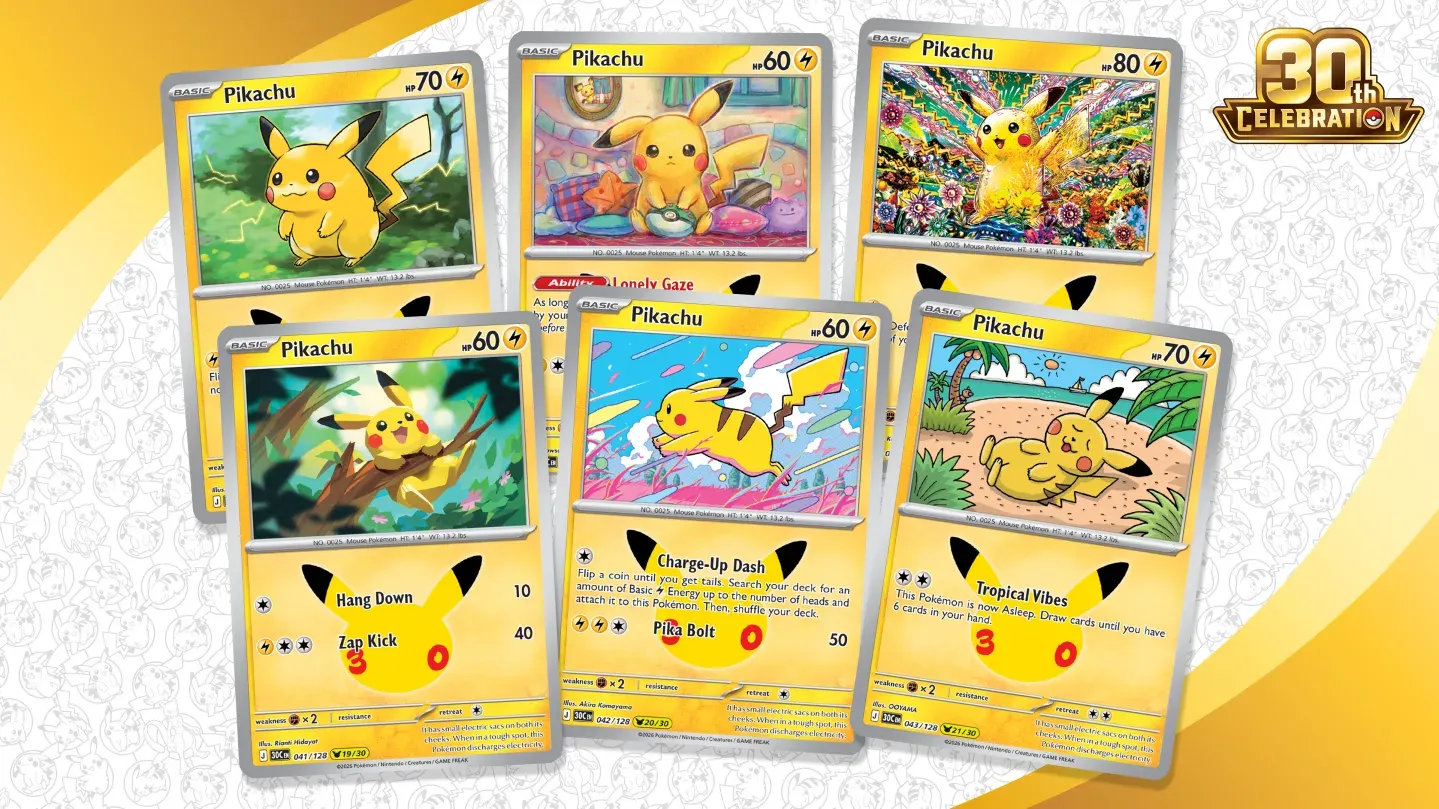 Pikachu Cards Shine in Pokémon TCG: 30th Celebration