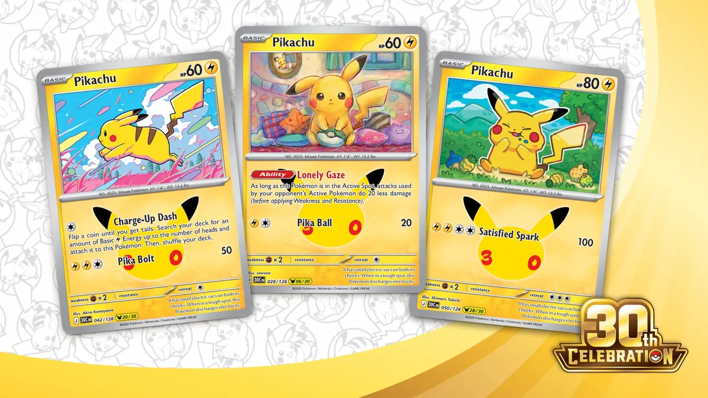 Pokémon TCG 30th Celebration Spotlights Pikachu Cards