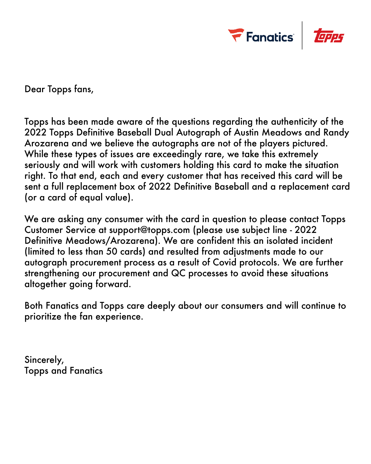 Topps Responds To Fake Austin Meadows & Randy Arozarena Autograph Issue